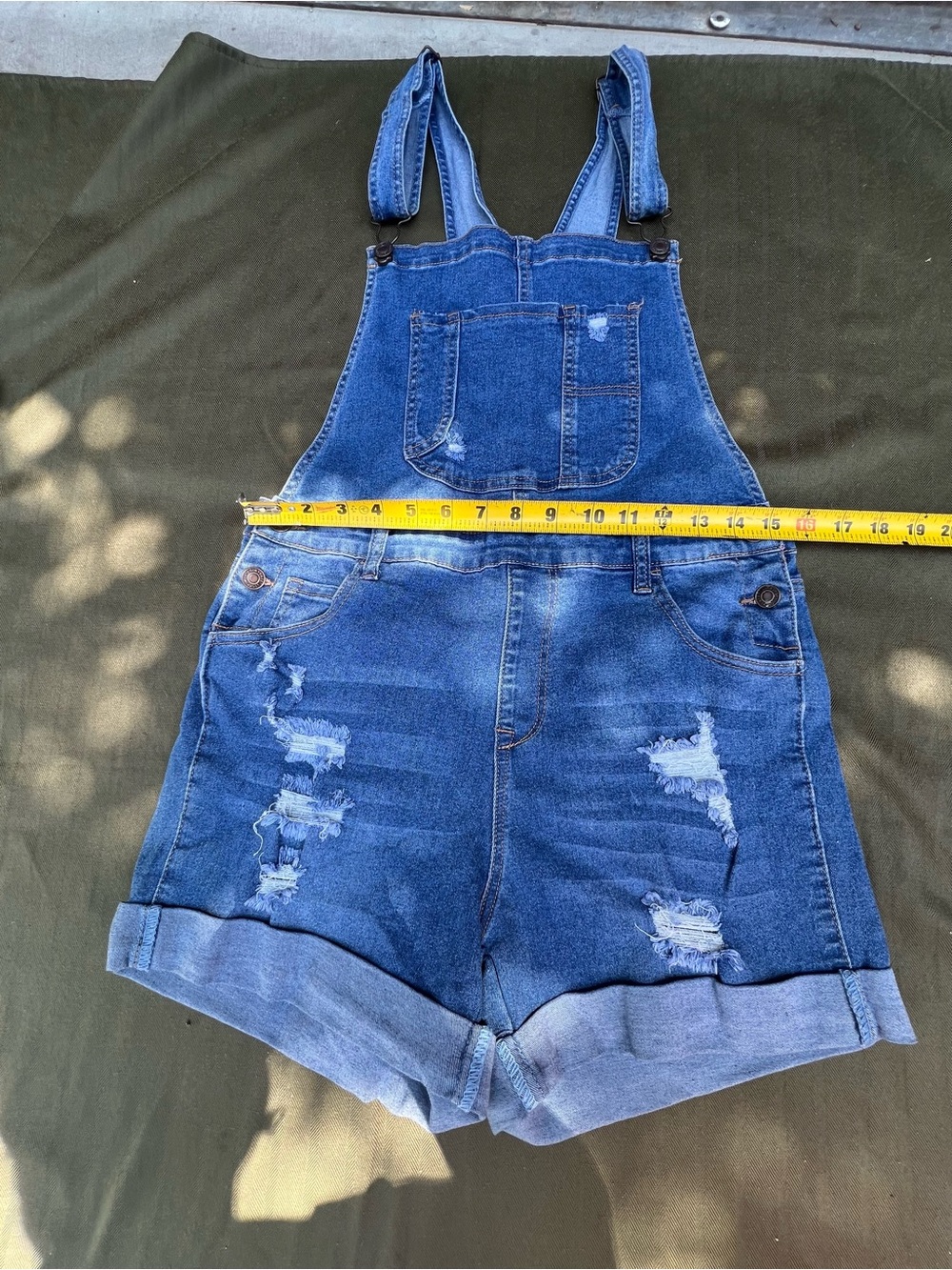 Women Blue Denim Short Overalls - Tee Styling Size 7 - Picture 6 of 6
